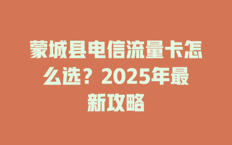 蒙城县电信流量卡怎么选？2025年最新攻略
