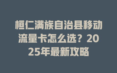 桓仁满族自治县移动流量卡怎么选？2025年最新攻略