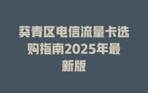 葵青区电信流量卡选购指南2025年最新版