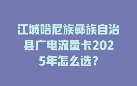 江城哈尼族彝族自治县广电流量卡2025年怎么选？
