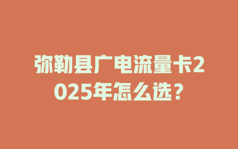 弥勒县广电流量卡2025年怎么选？