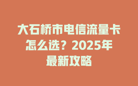 大石桥市电信流量卡怎么选？2025年最新攻略