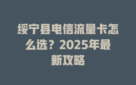 绥宁县电信流量卡怎么选？2025年最新攻略