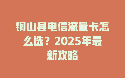 铜山县电信流量卡怎么选？2025年最新攻略