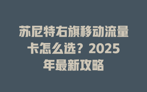 苏尼特右旗移动流量卡怎么选？2025年最新攻略