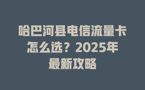 哈巴河县电信流量卡怎么选？2025年最新攻略