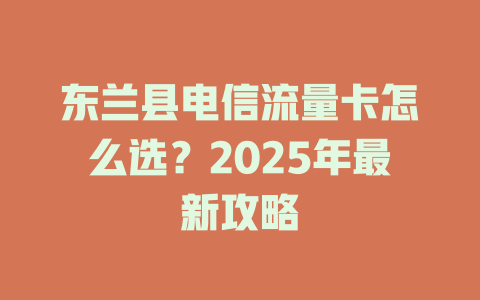 东兰县电信流量卡怎么选？2025年最新攻略