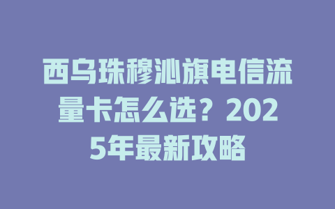 西乌珠穆沁旗电信流量卡怎么选？2025年最新攻略