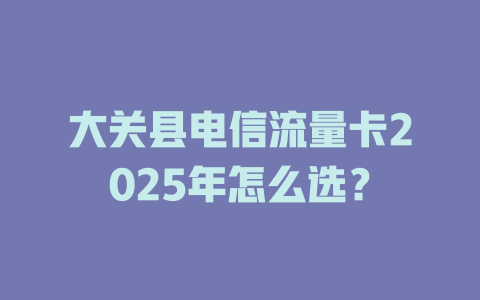 大关县电信流量卡2025年怎么选？