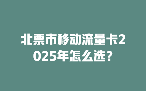 北票市移动流量卡2025年怎么选？