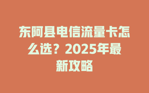 东阿县电信流量卡怎么选？2025年最新攻略