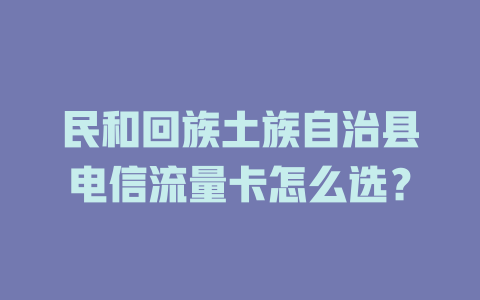 民和回族土族自治县电信流量卡怎么选？