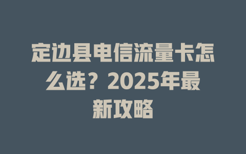 定边县电信流量卡怎么选？2025年最新攻略