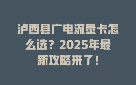 泸西县广电流量卡怎么选？2025年最新攻略来了！