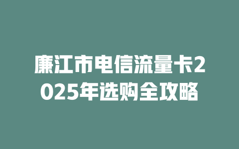 廉江市电信流量卡2025年选购全攻略