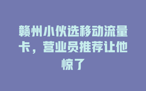 赣州小伙选移动流量卡，营业员推荐让他惊了