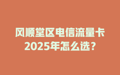 风顺堂区电信流量卡2025年怎么选？