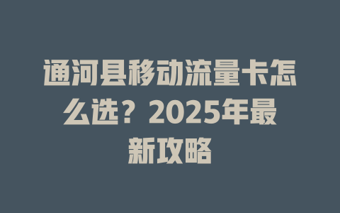 通河县移动流量卡怎么选？2025年最新攻略