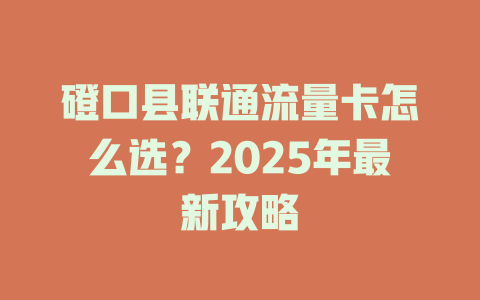 磴口县联通流量卡怎么选？2025年最新攻略
