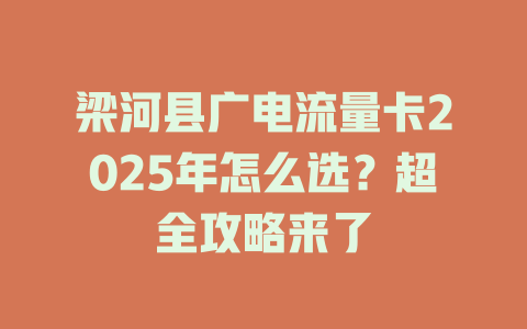 梁河县广电流量卡2025年怎么选？超全攻略来了