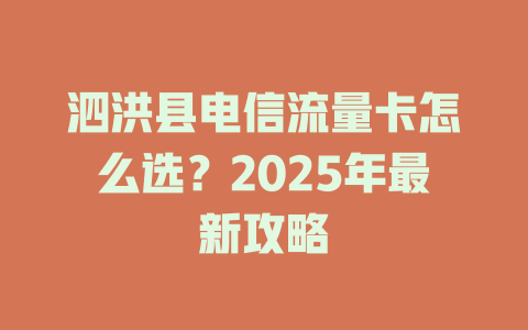 泗洪县电信流量卡怎么选？2025年最新攻略