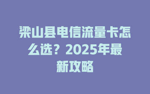 梁山县电信流量卡怎么选？2025年最新攻略