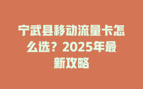 宁武县移动流量卡怎么选？2025年最新攻略