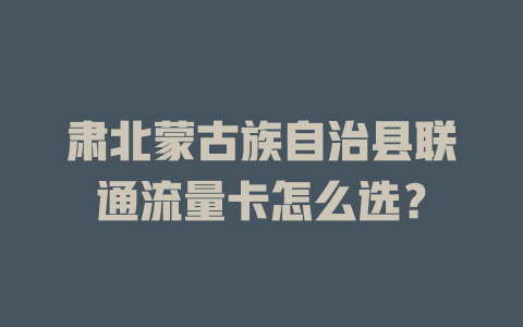 肃北蒙古族自治县联通流量卡怎么选？