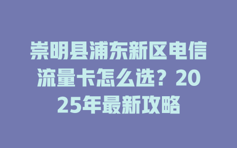 崇明县浦东新区电信流量卡怎么选？2025年最新攻略