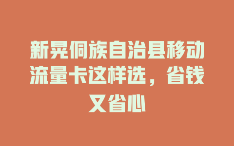 新晃侗族自治县移动流量卡这样选，省钱又省心