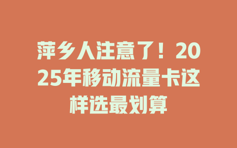 萍乡人注意了!2025年移动流量卡这样选最划算
