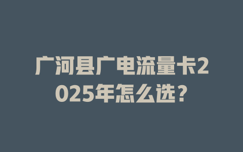 广河县广电流量卡2025年怎么选？