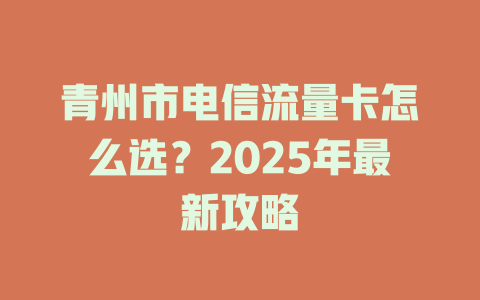 青州市电信流量卡怎么选？2025年最新攻略