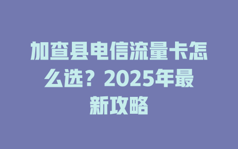 加查县电信流量卡怎么选？2025年最新攻略