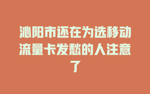 沁阳市还在为选移动流量卡发愁的人注意了