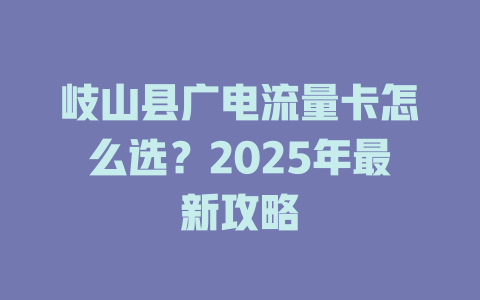 岐山县广电流量卡怎么选？2025年最新攻略