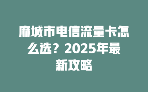 麻城市电信流量卡怎么选？2025年最新攻略
