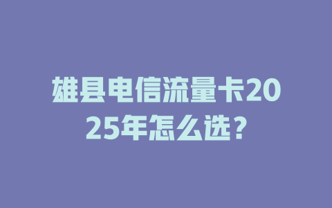 雄县电信流量卡2025年怎么选？
