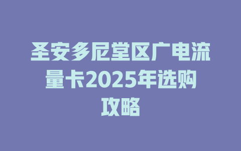 圣安多尼堂区广电流量卡2025年选购攻略