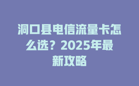 洞口县电信流量卡怎么选？2025年最新攻略