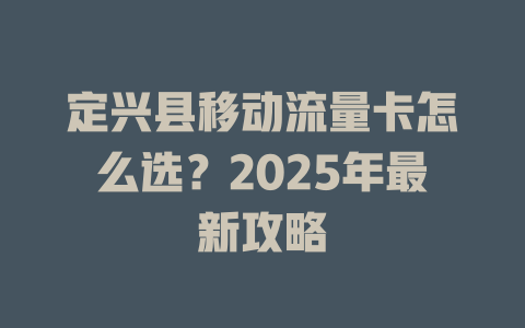 定兴县移动流量卡怎么选？2025年最新攻略
