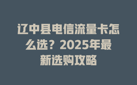 辽中县电信流量卡怎么选？2025年最新选购攻略