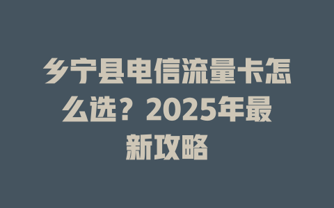 乡宁县电信流量卡怎么选？2025年最新攻略