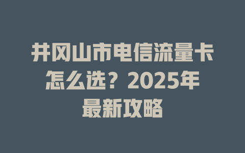 井冈山市电信流量卡怎么选？2025年最新攻略