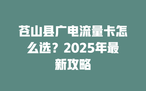 苍山县广电流量卡怎么选？2025年最新攻略