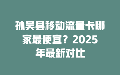 孙吴县移动流量卡哪家最便宜？2025年最新对比