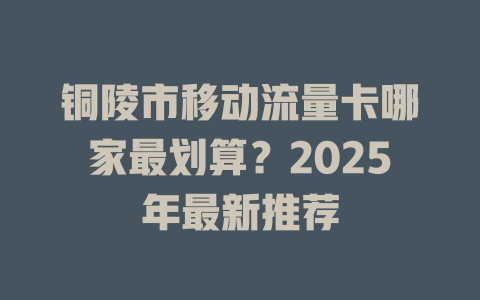 铜陵市移动流量卡哪家最划算？2025年最新推荐