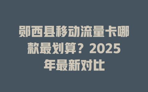 郧西县移动流量卡哪款最划算？2025年最新对比