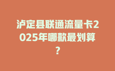 泸定县联通流量卡2025年哪款最划算？