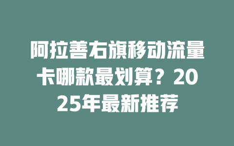 阿拉善右旗移动流量卡哪款最划算？2025年最新推荐